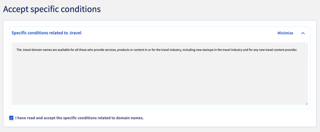 Accept specific conditions