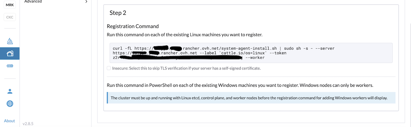 Rancher command for workers