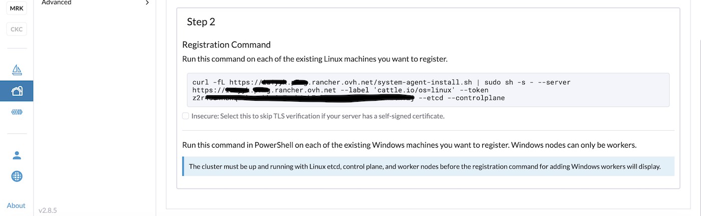 Rancher command roles for etcd and control plane