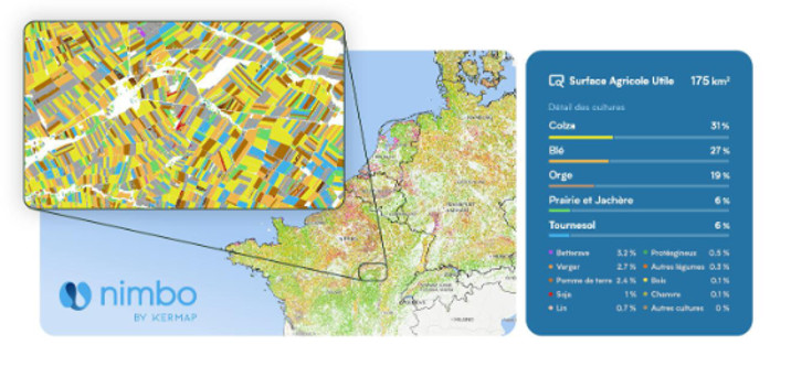 Kermap using satellite imagery, processed by intensive calculations performed by GPU instances, to map the evolution of rural fields 