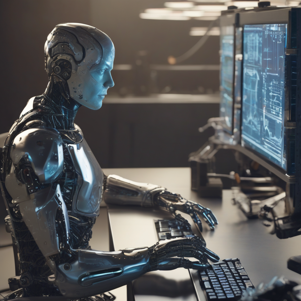 A robot doing code