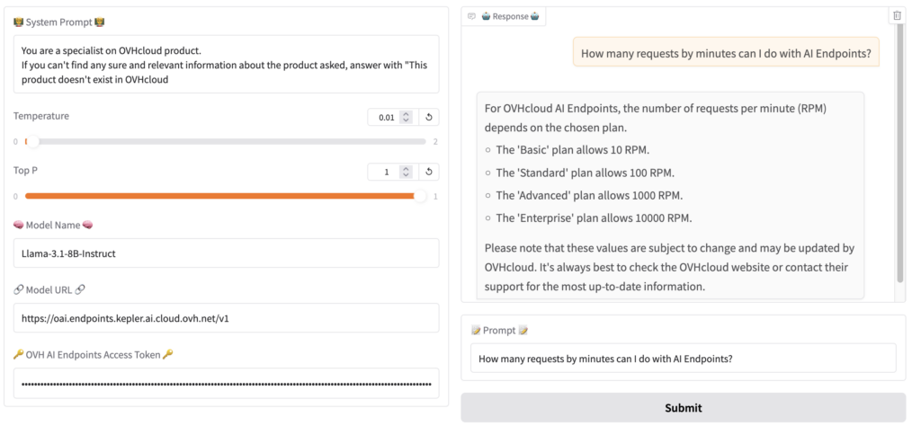 Ask for AI Endpoints rate limit with a Llama-3.2-1B-Instruct model