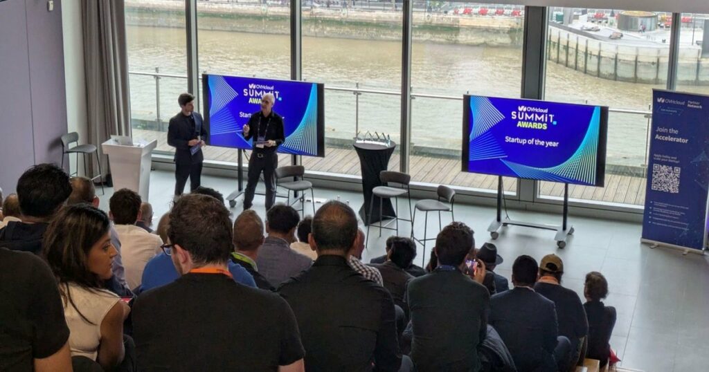 OVHcloud Startup Program Awards 2025 winners on stage at the London Summit